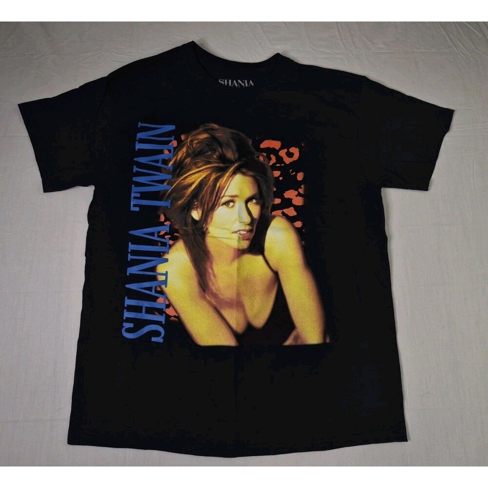 Shania Twain Shirt Men's Size Large Black Short Sleeve Crew Neck Graphic Band
